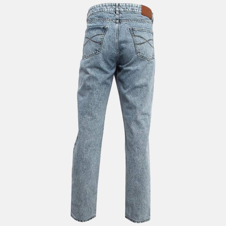 مملوكة مسبقًا Brunello Cucinelli Blue Washed Denim Traditional Fit Jeans XXXL (Waist 40")