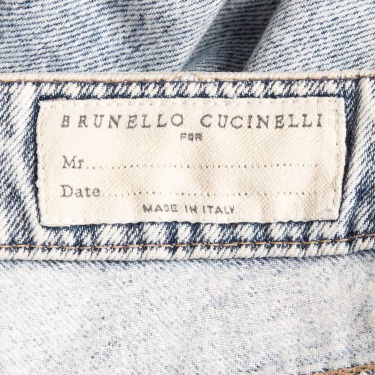 Pre Owned Brunello Cucinelli Light Blue Washed Denim Traditional Fit Jeans XXXL (Waist 40")