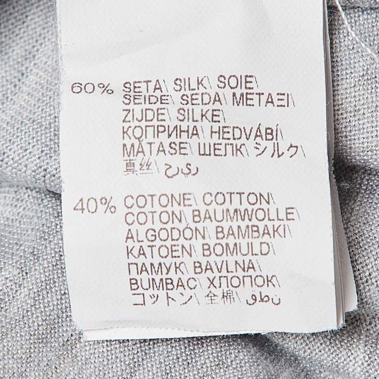 Pre Owned Brunello Cucinelli Grey Melange Silk Jersey Basic Fit Shirt XXL