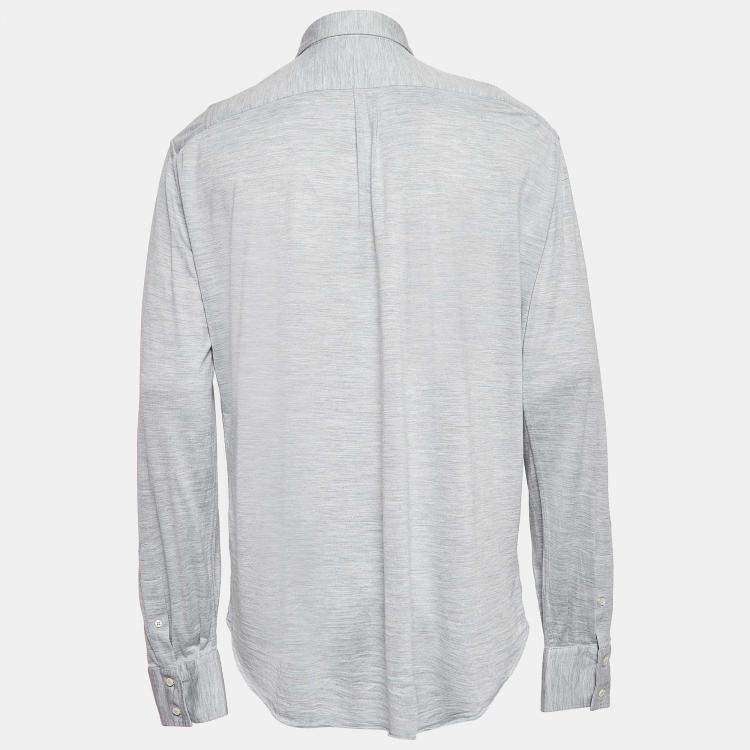 Pre Owned Brunello Cucinelli Grey Melange Silk Jersey Basic Fit Shirt XXL