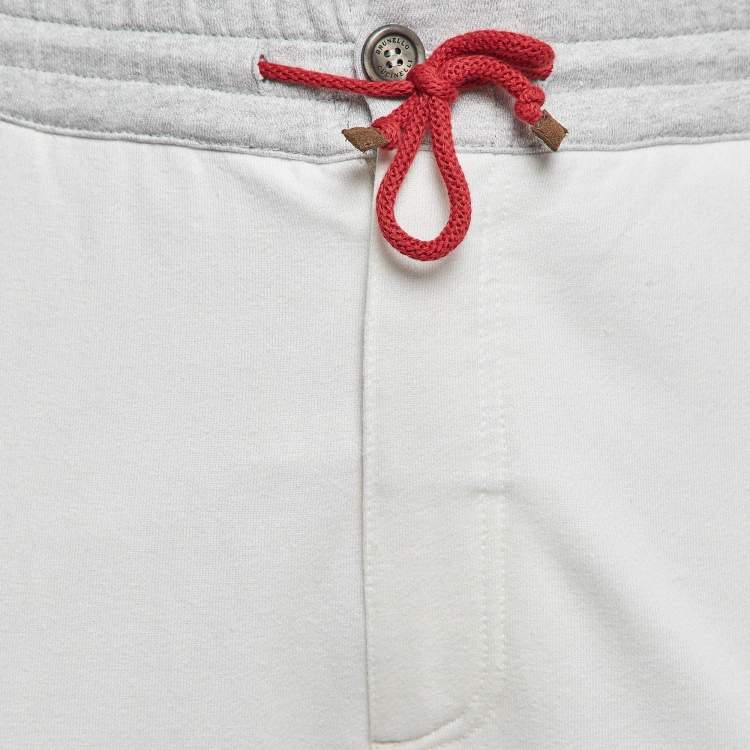 Pre Owned Brunello Cucinelli White Linen & Cotton Knit Cargo Pants XL