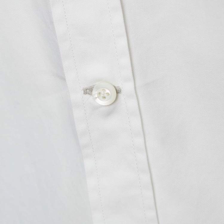 Pre Owned Brunello Cucinelli White Cotton Slim Fit Shirt L