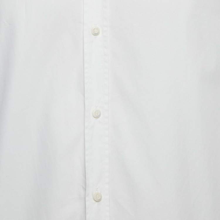 Pre Owned Brunello Cucinelli White Cotton Slim Fit Shirt L