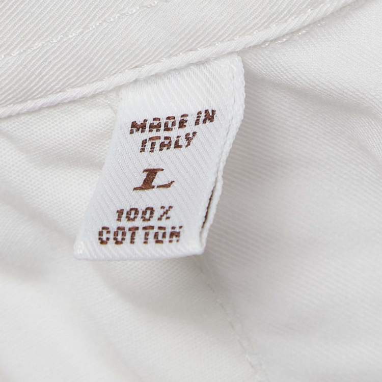 Pre Owned Brunello Cucinelli White Cotton Slim Fit Shirt L