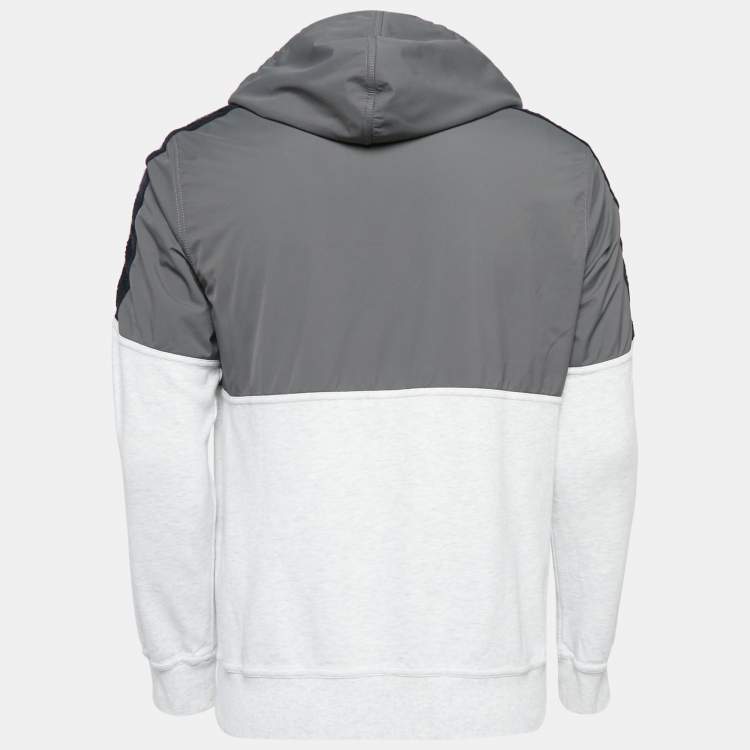 Pre Owned Brunello Cucinelli Grey Cotton and Nylon Zip Front Hoodie S