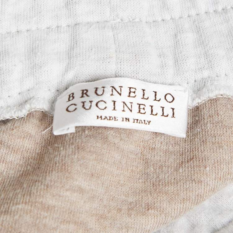 Pre Owned Brunello Cucinelli Grey Cotton Knit Sweatpants S