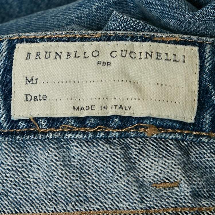 Pre Owned Brunello Cucinelli Blue Washed Denim Loose Fit Jeans XS Waist 32"