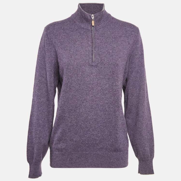 Brunello Cucinelli Purple Cashmere High Neck Sweater L