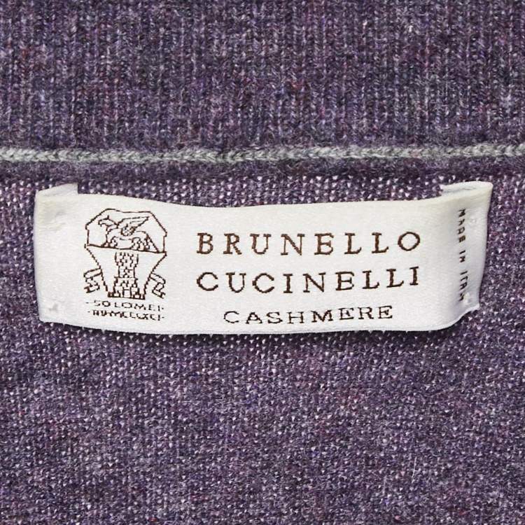 Pre Owned Brunello Cucinelli Purple Cashmere High Neck Sweater L