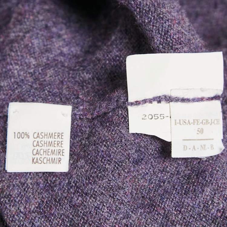 Pre Owned Brunello Cucinelli Purple Cashmere High Neck Sweater L