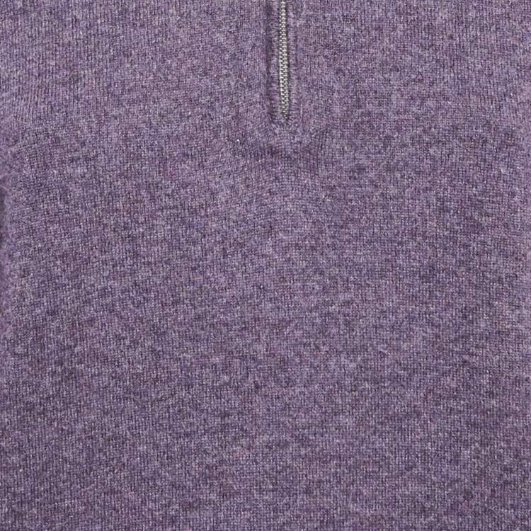 Pre Owned Brunello Cucinelli Purple Cashmere High Neck Sweater L