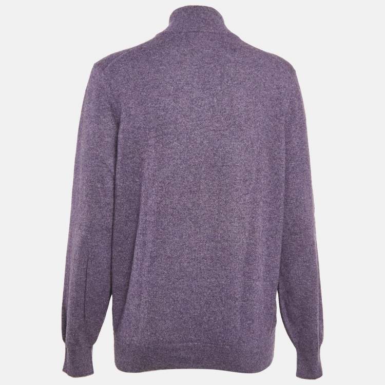 Pre Owned Brunello Cucinelli Purple Cashmere High Neck Sweater L