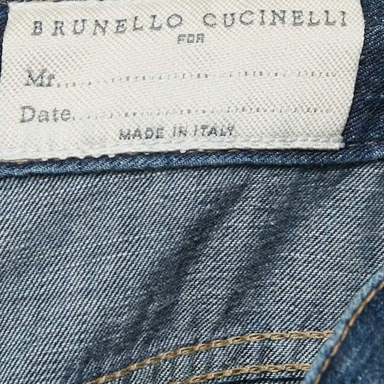 Pre Owned Brunello Cucinelli Navy Blue Faded Denim Leisure Fit Jeans S Waist" 