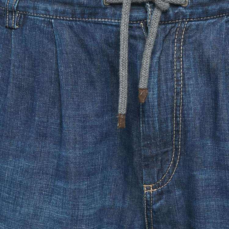 Pre Owned Brunello Cucinelli Navy Blue Faded Denim Leisure Fit Jeans S Waist" 
