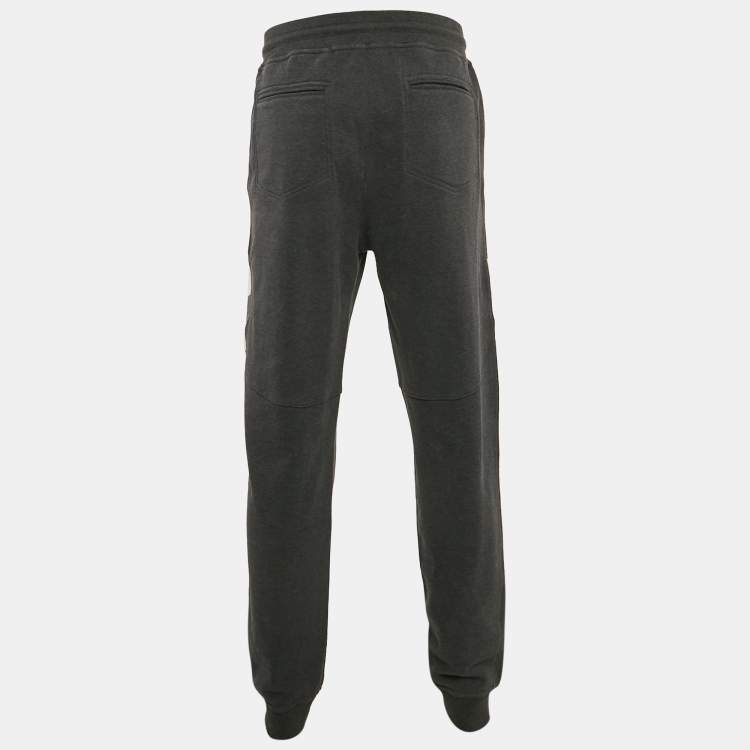 Pre Owned Brunello Cucinelli Grey Contrast Trimmed Joggers XL