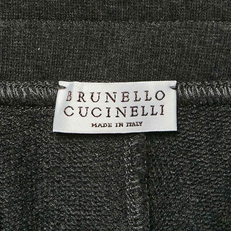 Pre Owned Brunello Cucinelli Grey Contrast Trimmed Joggers XL