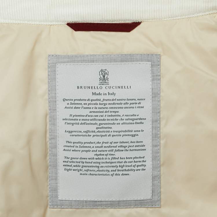 Pre Owned Brunello Cucinelli White Corduroy Down Vest XL