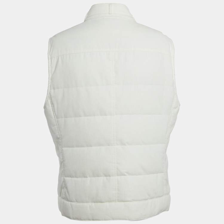 Pre Owned Brunello Cucinelli White Corduroy Down Vest XL