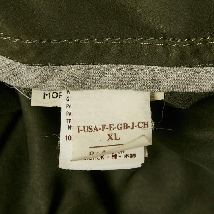 Pre Owned Brunello Cucinelli Green Ribbed Trim Suede Buttoned Jacket XL