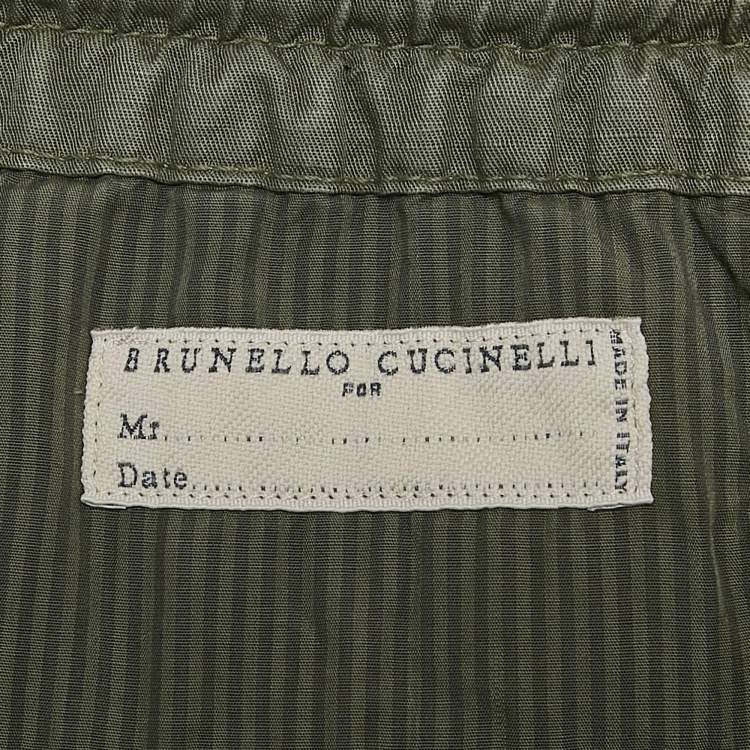 Pre Owned Brunello Cucinelli Green Linen Blend Draw String Leisure Fit Pants S