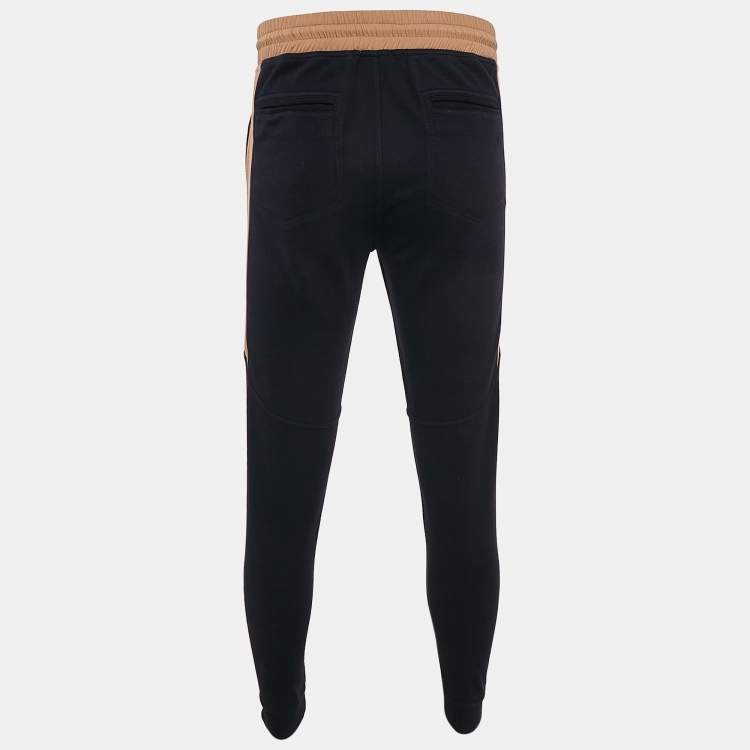 Pre Owned Brunello Cucinelli Navy Blue Cotton Knit Contrast Trimmed Sweatpants XS