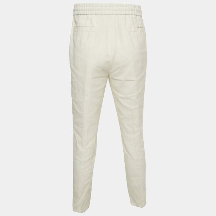Pre Owned Brunello Cucinelli White Cotton Draw String Leisure Fit Pants M
