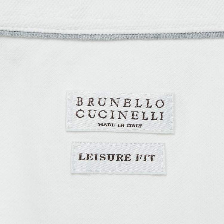 Pre Owned Brunello Cucinelli White Cotton Pique Long Sleeve Long Shirt L