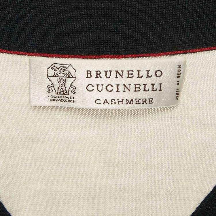 مملوكة مسبقًا Brunello Cucinelli White Cashmere Buttoned Cardigan L