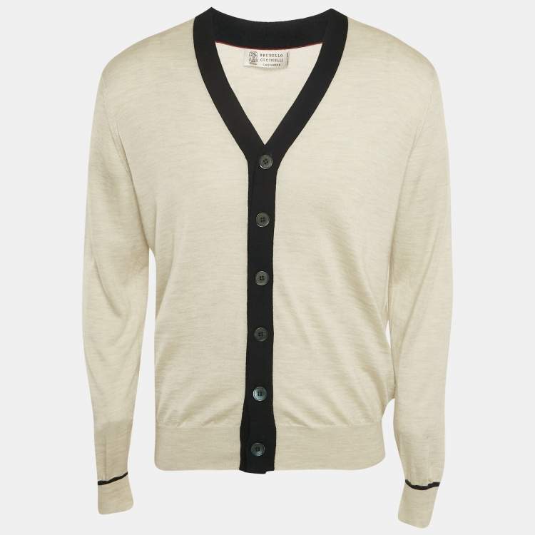 مملوكة مسبقًا Brunello Cucinelli White Cashmere Buttoned Cardigan L