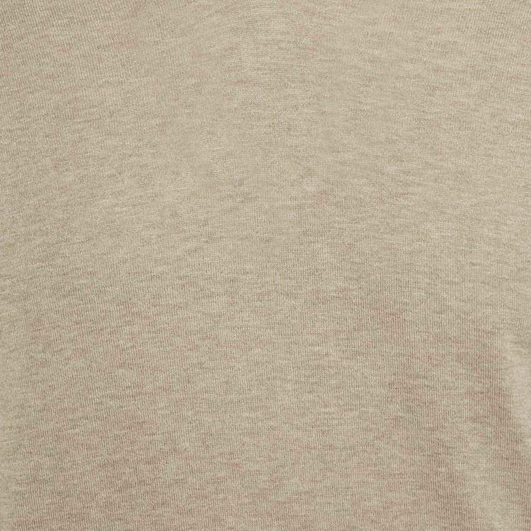 Pre Owned Brunello Cucinelli Grey Cotton Knit V-neck T-Shirt L
