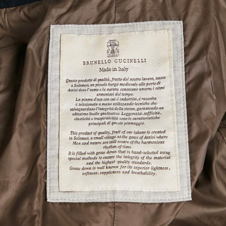 Pre Owned Brunello Cucinelli Navy Blue Cashmere Detachable Hood Down Jacket S
