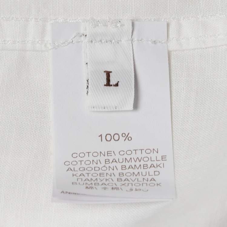 Pre Owned Brunello Cucinelli White Cotton Buttoned Half Sleeve Shirt L