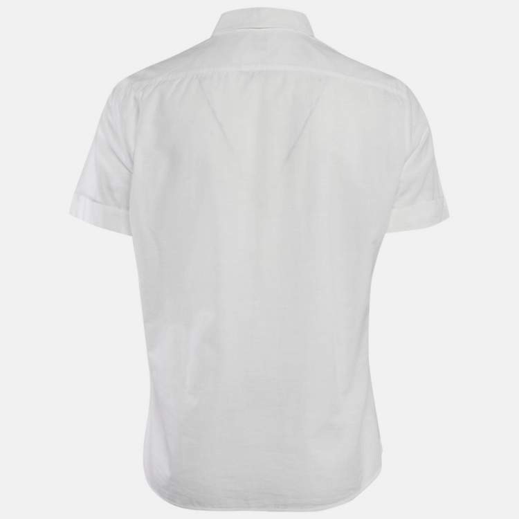 Pre Owned Brunello Cucinelli White Cotton Buttoned Half Sleeve Shirt L