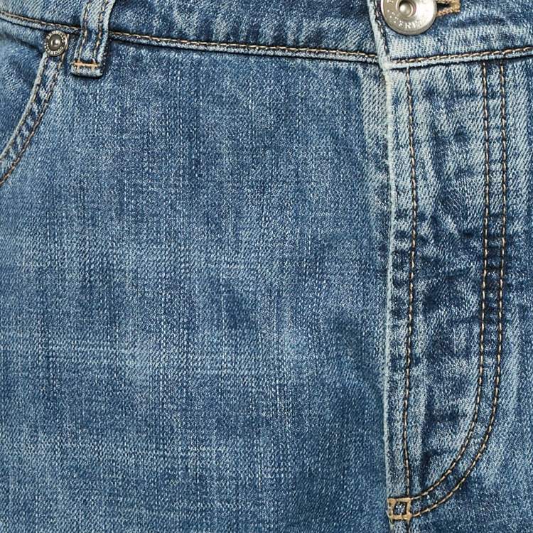 Pre Owned Brunello Cucinelli Blue Denim Traditional Fit Jeans XL Waist 36"