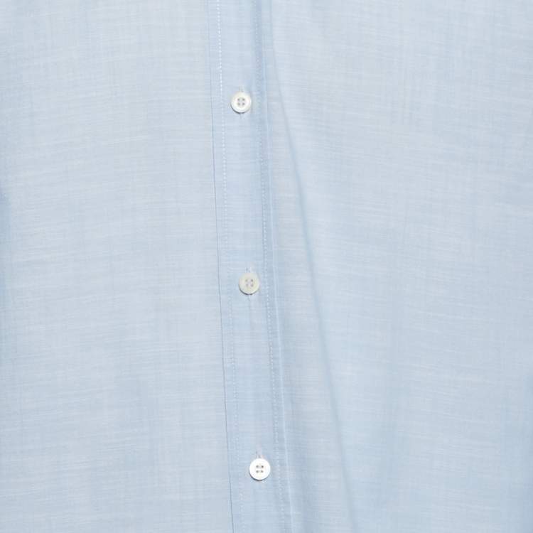 Pre Owned Brunello Cucinelli Blue Cotton Long Sleeve Basic Fit Shirt M