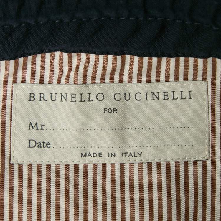Pre Owned Brunello Cucinelli Navy Blue Cotton Leisure Fit Pants L