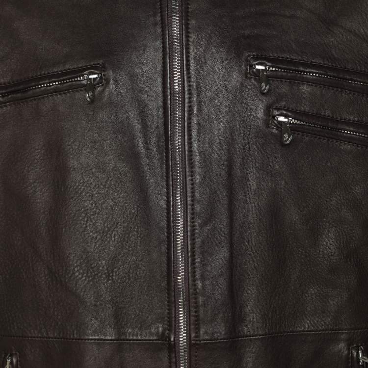 مملوكة مسبقًا Brunello Cucinelli Brown Leather Jacket M