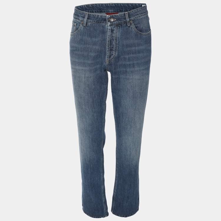 Pre Owned Brunello Cucinelli Blue Denim Traditional Fit Jeans M