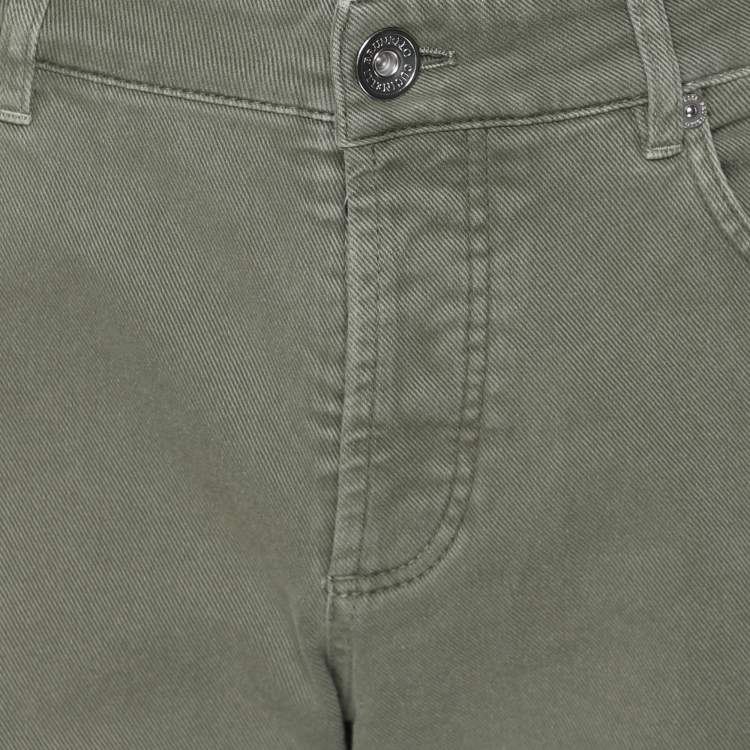 Pre Owned Brunello Cucinelli Green Denim Traditional Fit Jeans M