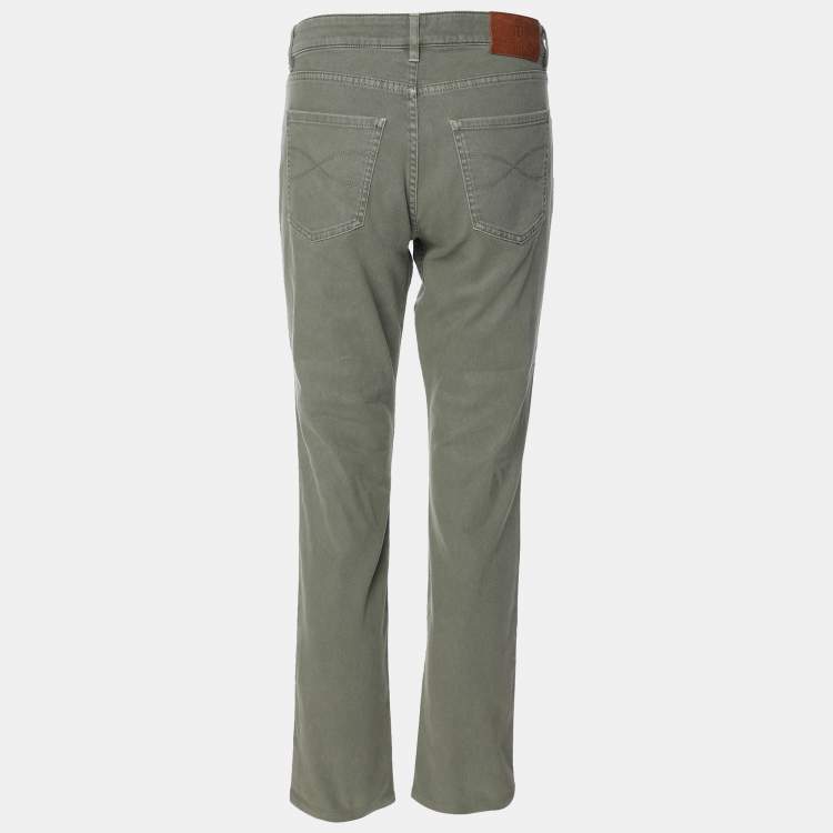 Pre Owned Brunello Cucinelli Green Denim Traditional Fit Jeans M