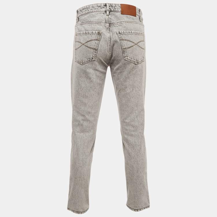 Pre Owned Brunello Cucinelli Grey Denim Traditional Fit Jeans S Waist 30"