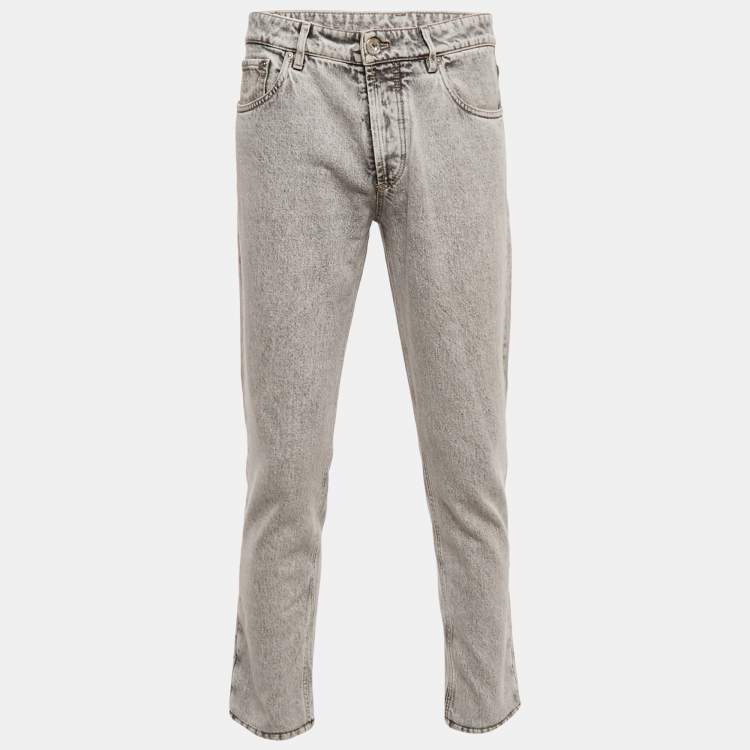Pre Owned Brunello Cucinelli Grey Denim Traditional Fit Jeans S Waist 30"