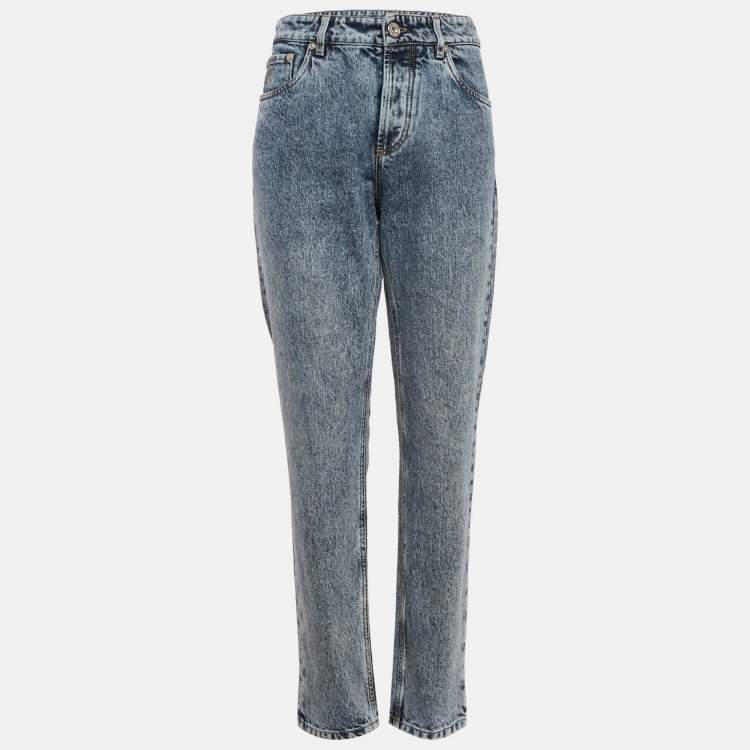Pre Owned Brunello Cucinelli Blue Washed Denim Jeans S Waist 32"
