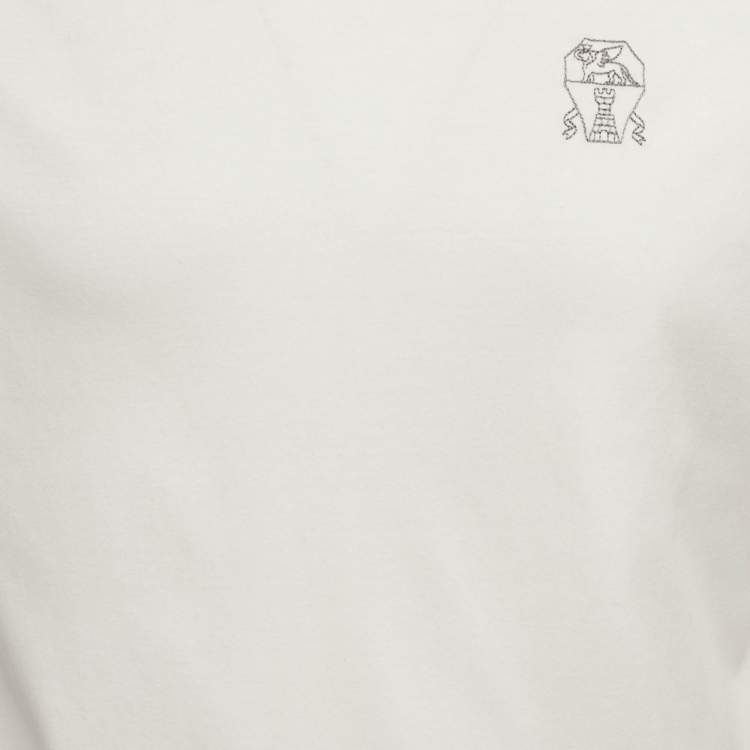 Pre Owned Brunello Cucinelli White Cotton Knit T-Shirt M