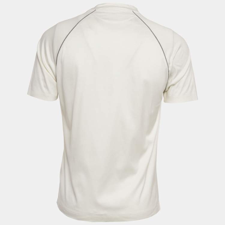 Pre Owned Brunello Cucinelli White Cotton Knit T-Shirt M