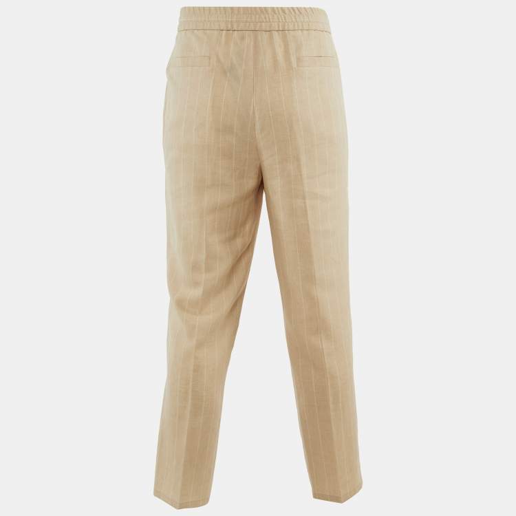 Pre Owned Brunello Cucinelli Pinstripe Linen and Wool Leisure Fit Trousers XXXL