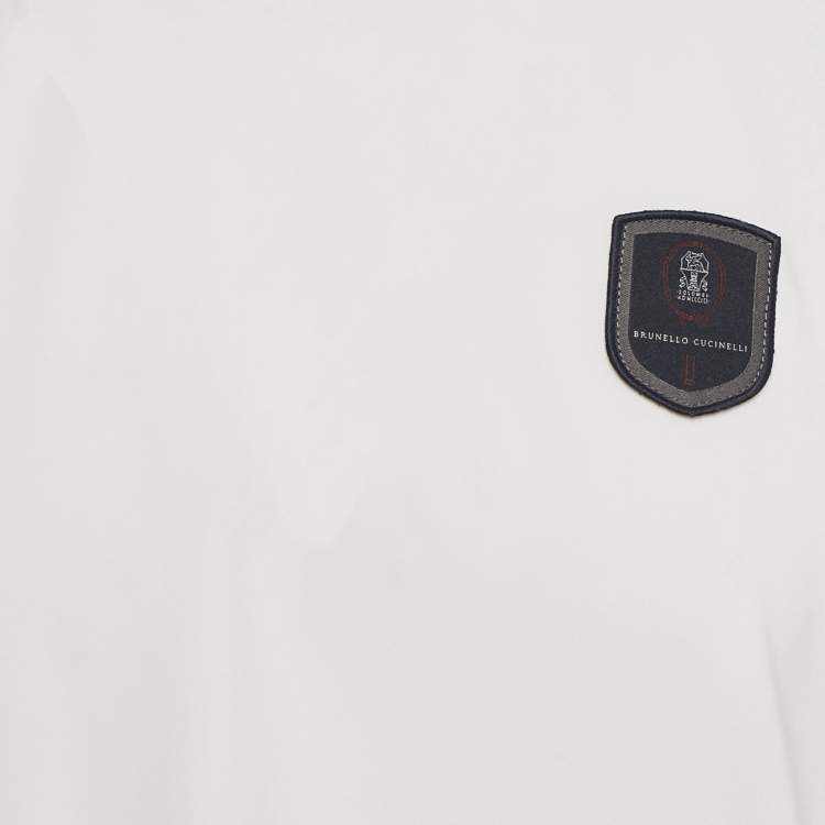 Pre Owned Brunello Cucinelli White Jersey Applique Detail T-Shirt S