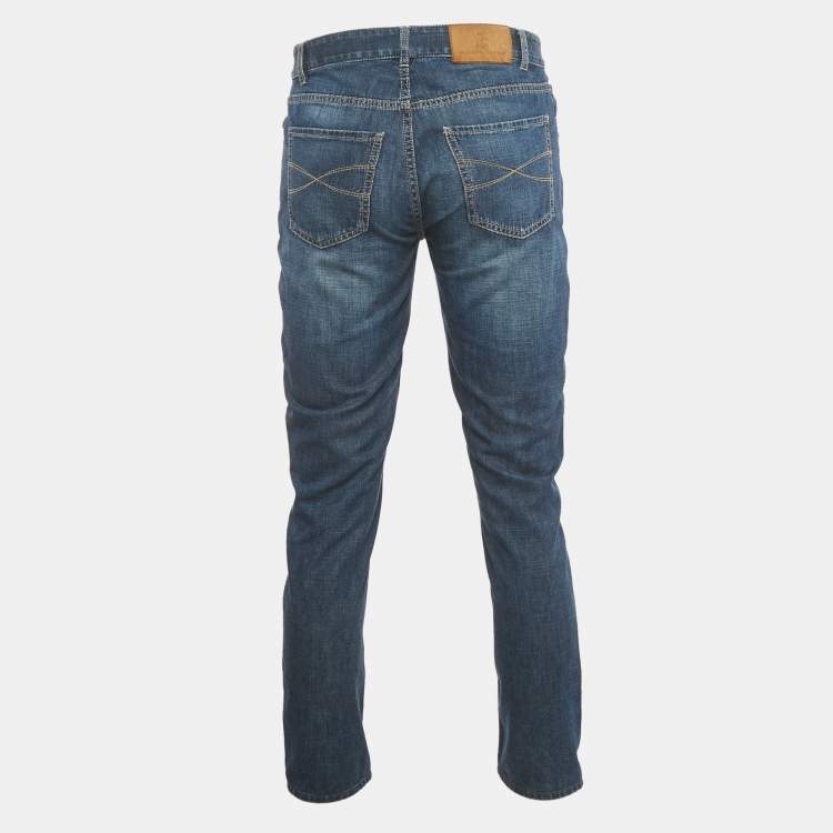Pre Owned Brunello Cucinelli Blue Faded Denim Traditional Fit Jeans M Waist 31"