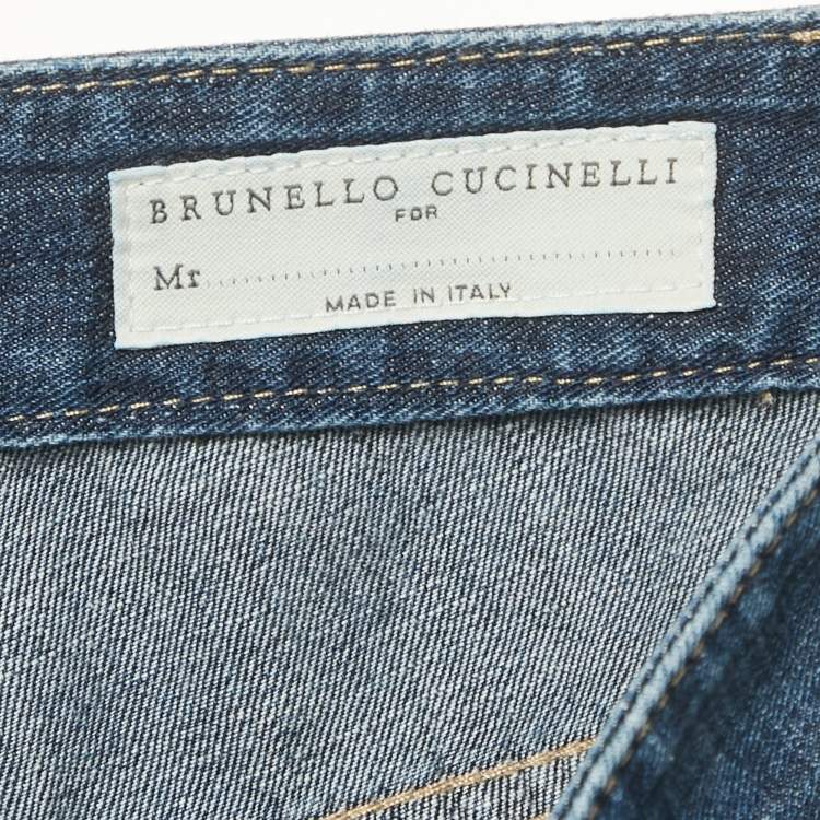 Pre Owned Brunello Cucinelli Blue Faded Denim Traditional Fit Jeans M Waist 31"