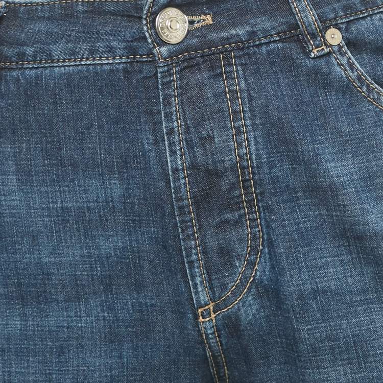 Pre Owned Brunello Cucinelli Blue Faded Denim Traditional Fit Jeans M Waist 31"